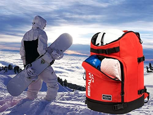 MERALIAN Ski Boot Bag - 50L Ski Boot Travel Backpack Waterproof Snowboard Boot Backpack for Travel Stores Gear Including Helmet, Goggles and Outerwear.(Red-03) — view 2