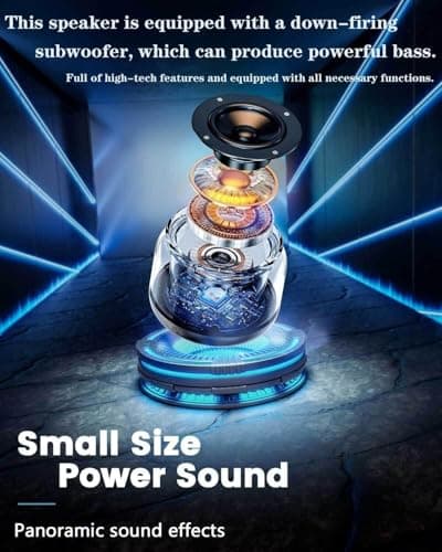 Bluetooth Speaker,Portable Wireless Speakers With RGB Light,5-20H Playtime Stereo Bass, IPX5 Waterproof,Mini Speaker Wireless BT 5.2 Dual Stereo Pairing,10M Range for Home Party Camping Travel,Outdoor — view 2