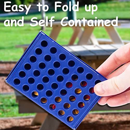 Travel Sized Classic 4 in a Row Game, 42 Counters, Mini Size Board Game for Kids, Match Four in a Line — view 4
