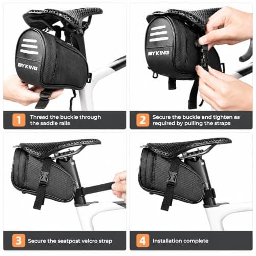 Byking Bike Saddle Bag – Waterproof Bicycle Seat Bag with Reflective Strip, Under Seat Storage Pouch for Tools & Essentials, Secure Cycling Saddle Bag — view 6