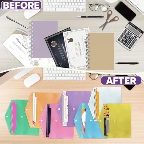Pack of 10 | A4 Plastic Document Wallets, Green Popper Wallets — view 3