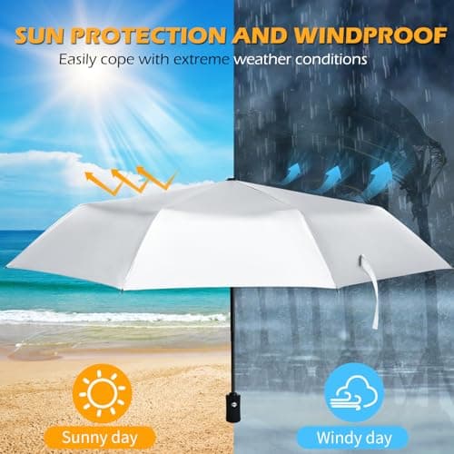 HEXSOLID 46inch Strongest Windproof Travel UV Umbrella Silver/Pink — view 2