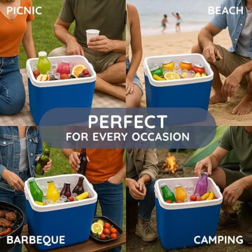 CUQOO Cool Box – Compact Insulated Ice Box for Camping, Beach, Travel & Picnics – Portable Cooler with Handle – Keeps Food & Drinks Cold for Hours – Lightweight & Durable Design 24L — view 6