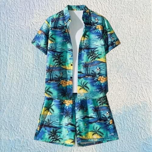 Generisch New Arrivals 2026 Floral Shirt Thin Beach Travel Outfit for Couples, blue, XL — view 2