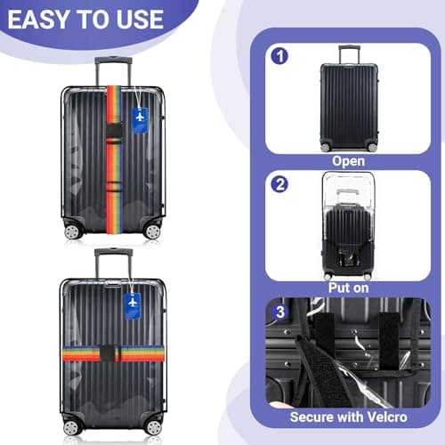30 Inch Suitcase Cover Clear Luggage Cover with Secure Strap & Luggage Tag — view 4