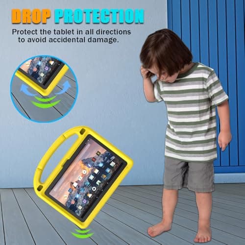 Tablet Case for 8inch Tablets, Not Work on Sony Nokia 8 inch Tablets, Mansiruyi Lightweight Kids-friendly Case with Handle Stand - Yellow — view 2