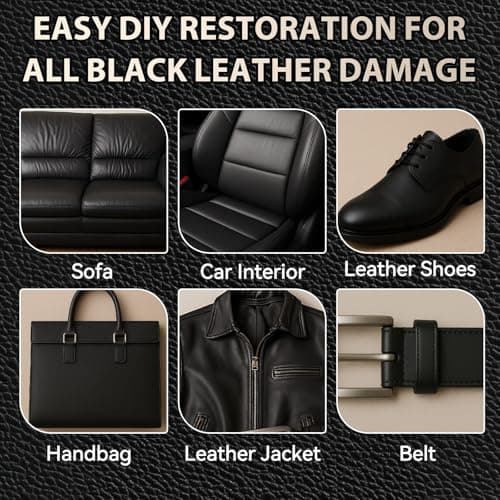 Black Leather Repair Kit for Furniture, Leather Car Seat Repair Kit, Easily Restore Car Interior, Sofa, Jacket, Restore Any Material with Super Easy Instructions to Fix Scratches, Tears, Holes — view 6