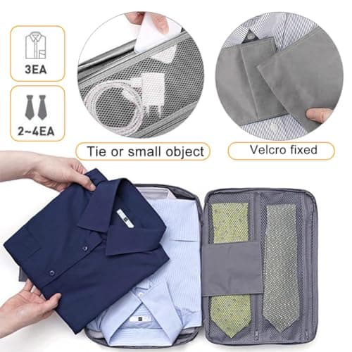 AffeGifts Shirt Carrier for Travel, Portable Shirt Travel Bag Anti Wrinkle Shirt Tie Organizer for Business (Grey) — view 4