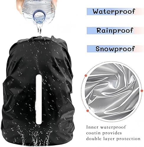 SHOCHX 2 Pack Waterproof Backpack Rain Cover with Reflective Strap, 1 Adjustable Anti Slip Cross Buckle Strap, Rainproof Snowproof for Hiking Camping Touring Cycling, XS for 8-17L Backpack, Black — view 2