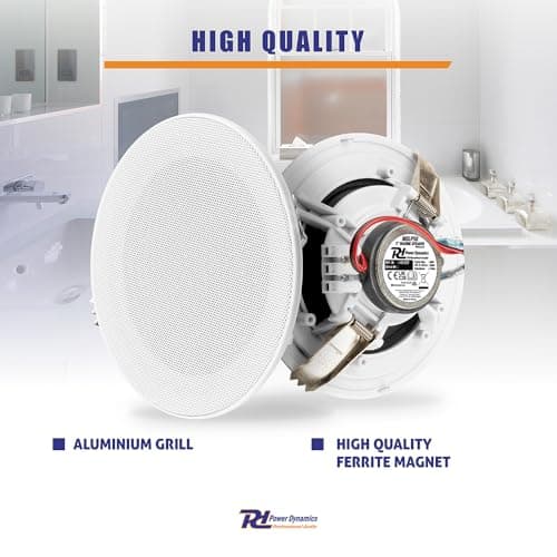 Power Dynamics 2x PD MSLP50 Marine Weatherproof Ceiling Speakers with A50B Black Wall Amplifier - Bluetooth, Outdoor, Bathroom Ceiling Speaker Kit — view 6