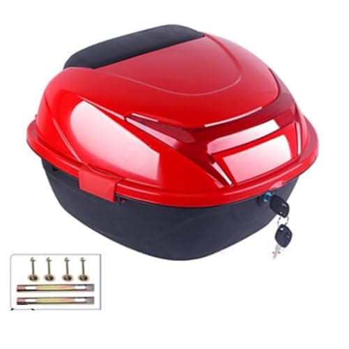 Mobeneno Motorcycle Top Box with 32L Volume Motorbike Back Top Case with Secure Lock & Large Reflector Motorcycle Tour Tail Box for Scooters Mopeds Red — view 6