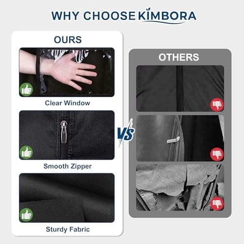 KIMBORA 43" Suit Bags for Closet Storage and Travel, Gusseted Hanging Garment Bags for Men Suit Cover With Handles for Clothes, Coats, Jackets, Shirts（3 Packs） — view 6
