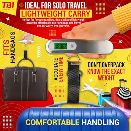 TB1 Products Digital Luggage Scale – High Weight Capacity Suitcase Weighing Scale with Backlit LCD Display, Tare Function & 4 Unit Modes (g/kg/lb/oz) – Portable Travel Baggage Weight Scale — view 6