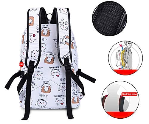 SellerFun Teenage girls' Backpack Middle School Students Bookbag Outdoor Daypack With USB charge Port (1# Black, 20 Liters) — view 6