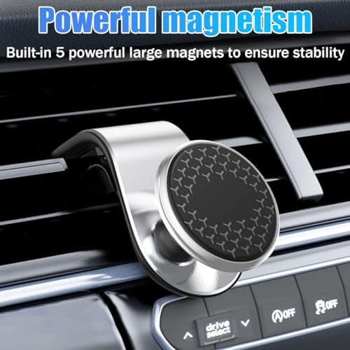 JNNJ Car Mobile Phone Holder, Universal Magnetic Phone Holder Mount, 360° Rotation Air Vent Clip Mount, For Car Mobile Phones(Silver) — view 5