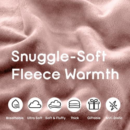 MOONLIGHT20015 Fleece Blanket Throws for Sofas Single - 400 GSM Fluffy Pink Blankets for Bed Couch and Travel - Silk Touch Warm Soft Cosy Throw for Adults Kids Fit All Season, 130x150 cm — view 3