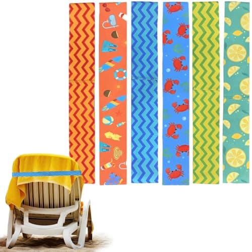 Bmeigo 6-Pack Beach Towel Bands for Sun Loungers Wide Strong Elastic Straps