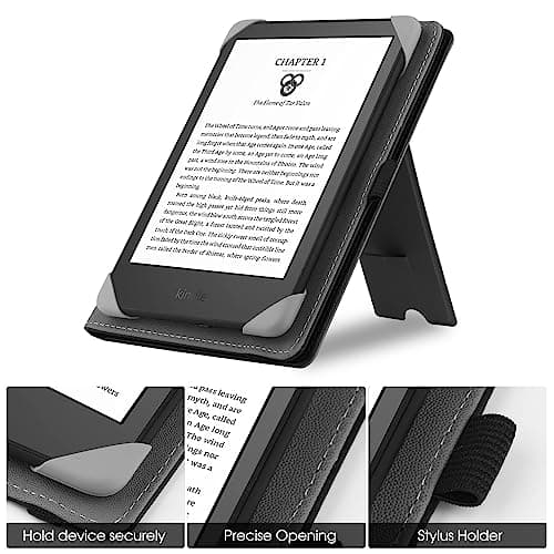 HGWALP Universal Stand Case for 6/6.8/7 inch paperwhite, PU Leather Stand Cover with Handstrap Compatible with All 6" 6.8" 7" Kindle Paperwhite/Colorsoft/Kobo/Pocketook/Sony eReaders-Black — view 4