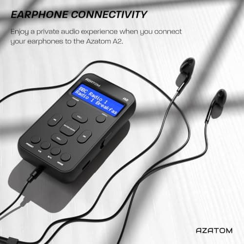 Portable DAB/DAB+ & FM Digital Radio | Sports Earphones Included | Clear Digital Display | Rechargeable Battery (10-12 Hours) | Perfect for Sports, Hiking or Working | AZATOM A2 (Black) — view 6
