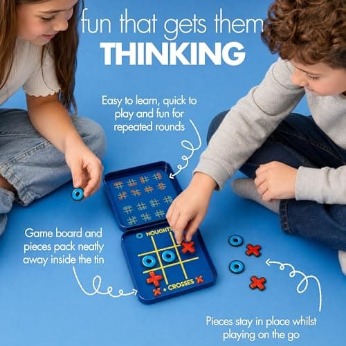 abeec Magnetic Noughts & Crosses Travel Game | Compact Tic Tac Toe Board with Magnetic Pieces | Portable Kids Game for Car Journeys and Holidays | Family Travel Games | Ages 3+ — view 3