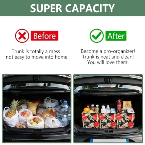 Quteprint Car Trunk Organizer, Japanese Bamboos Moon 600D Oxford Foldable Storage Bag with Handles, 13.0x10.8x10.2in, Portable Collapsible Container for Groceries, Kitchen, Picnic & Travel — view 4