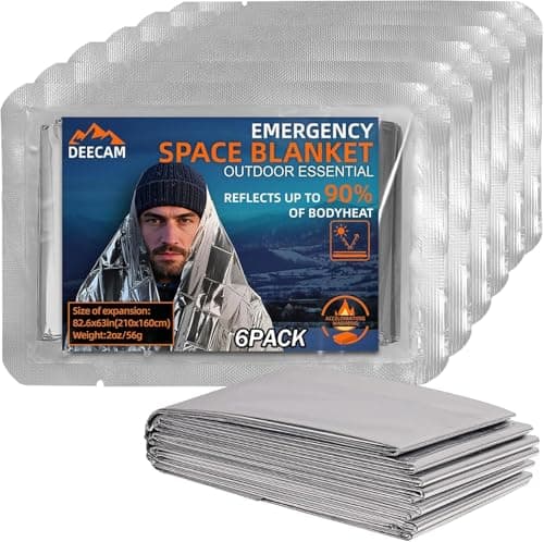 Deecam 6 Pack Mylar Emergency Thermal Foil Survival Space Blankets