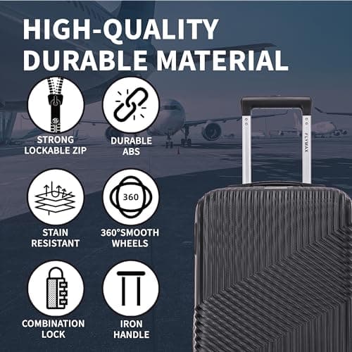 Flymax 55x35x20 4 Wheel Super Lightweight Cabin Luggage Suitcase Hand Carry on Flight Travel Bags On Board Fits Flybe Easyjet Ryanair Jet 2 BA Black — view 4