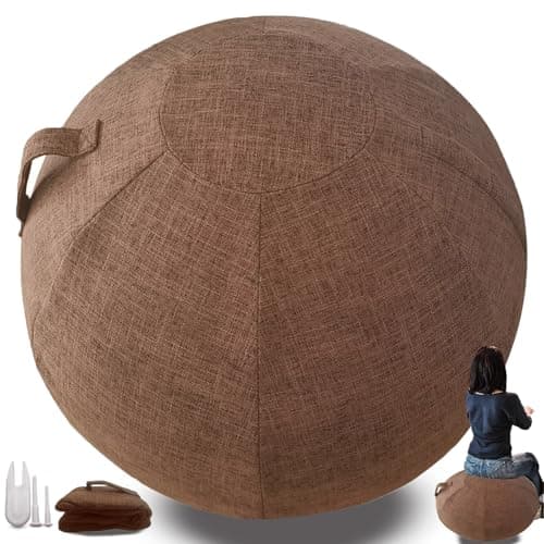 WTZHHK 9 colors Exercise Ball/Yoga Ball Cover 55/65/75cm 2 Air Stopper Plug Pin Adapter Birthing Ball Covers Pregnancy Pilates Balance Chair Anti Burst Ball Covers (No Yoga Ball)(Brown,75cm)