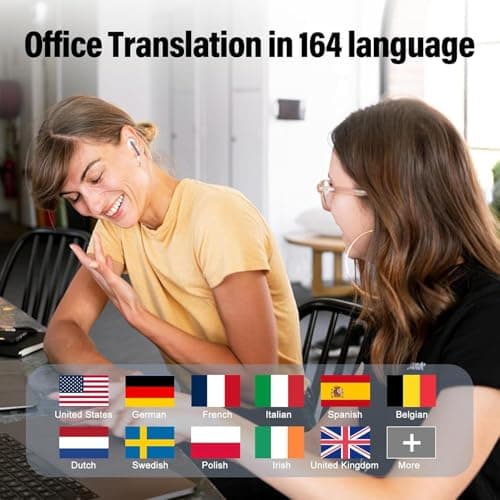 VEKJ AI Language Translation Earbuds Real Time, Supports 164 Languages With AI App, 3-in-1 Bluetooth 5.4 Translator Earbuds with 7 Trans Modes, 42H Translation Device fit Business/Travel, Rose — view 2
