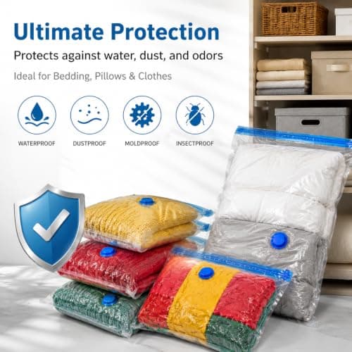 10-Pack Vacuum Storage Bags 40x60cm - Space Saver for Clothes, Quilts, Pillows & Blankets, Transparent Blue Airtight Seal (Reusable & Heavy-Duty) — view 4