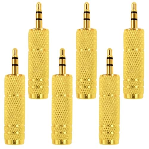 6 Pack 6.35mm Male to 3.5mm Female Headphone Jack Adapter, Gold-Plated Audio Adaptor for Amplifier, Guitar, Piano, Speaker, Stereo, Aux, Mic ,Copper Anti-Magnetic Trs Converter for High, Fidelity Soun