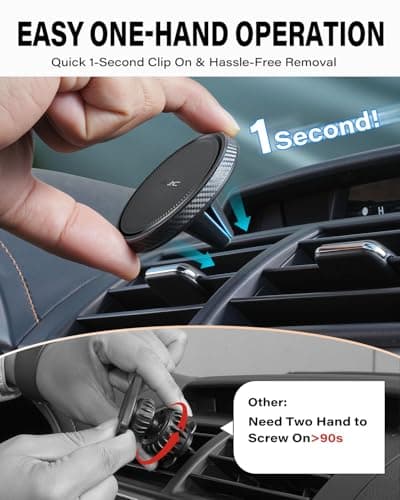 A2C Car Phone Holder for MagSafe 17*N54 Magnetic Ring Phone Holder for Air Vent [Super Stable & 1s Installation ] MagSafe Car Mount Covered with Non-slip Silicone Compatible with iPhone 12-17& Sumsung — view 5