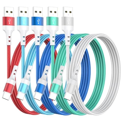 HKYUSHINE 3.1A USB C Charger Cable, 5-Pack Multi-Length USB A to USB C Fast Charging Cable,Type C Cord for Samsung Galaxy Note, Google Pixel, LG, OnePlus, Moto G,for iPhone 15/16/17