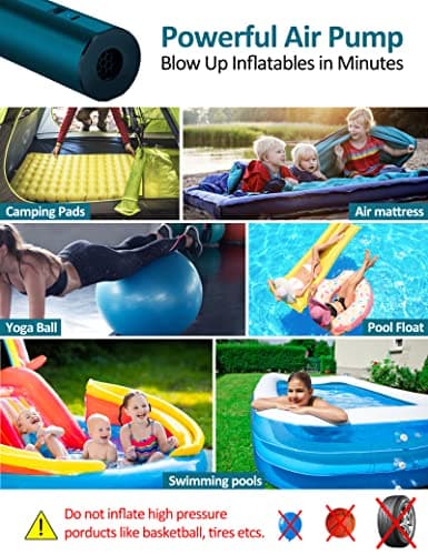 Electric Pump for inflatables, 2×2000mAh Rechargeable Cordless Air Pump for Inflatables Quick Inflater Deflater Battery Vaccum Pump for Air Pillow Camp Mattress Air Chair Sofa — view 3