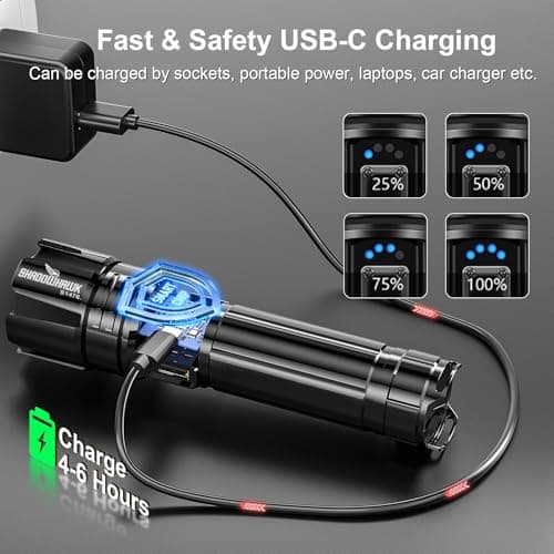 Shadowhawk Rechargeable Torch, 500000 Lumen Super Bright LED Flashlight — view 4