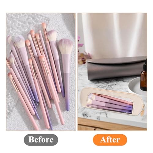 Small Clear Makeup Bag, PU Leather Travel Makeup Brush Case — view 5