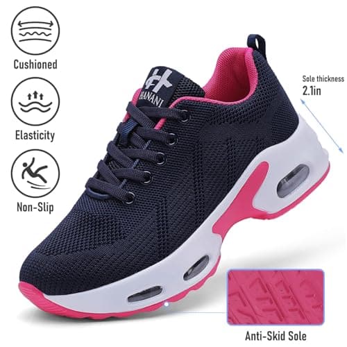 Womens Orthopedic Trainers Running Shoes Air Cushion Athletic Sports Lightweight Tennis Walking Sneakers Casual Mesh Breathable Ladies Fashion Plantar Fasciitis Jogging Shoes Blue Rose UK 7 — view 3