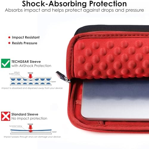 TECHGEAR Universal Neoprene Padded Sleeve Case for 9-11" Tablets: iPad Pro/Air 11", iPad A16 10.9", iPad 10.2", Samsung Tab A11 Plus A9+ S10 Lite S9 FE, Lenovo Tab M10 - Shockproof Zipped Pouch — view 3
