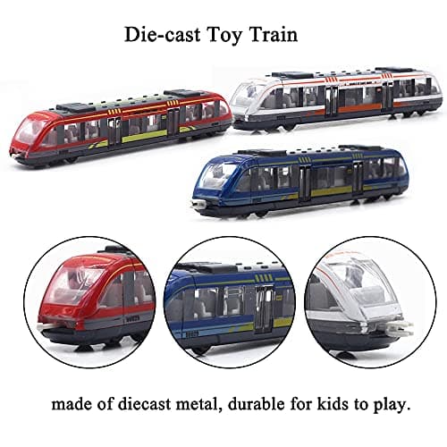 OTONOPI Toy Train Set High Speed Locomotive Engine Die Cast Model Car Sliding Linked Subway Bullet Train Set for Kids Pack of 3 — view 4