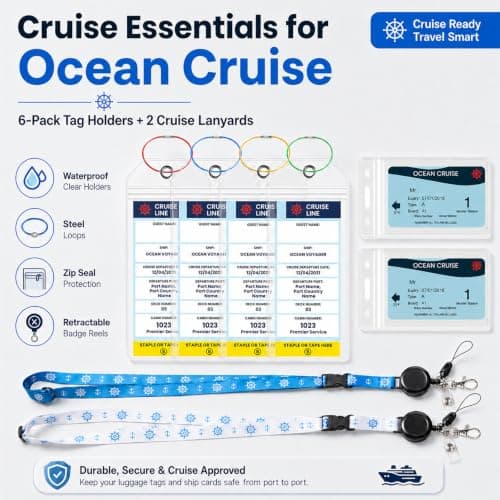 2 Pack Cruise Lanyard 4 Pack Luggage Tags Waterproof Clear Tags with Steel — view 2