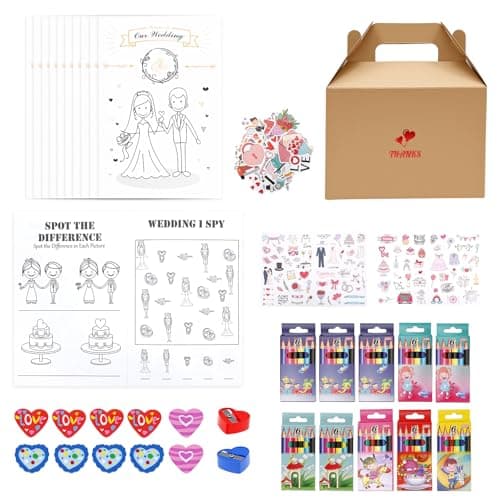 QINGLANG Pack of 10 Kids Wedding Activity Packs Wedding Favours for Guests