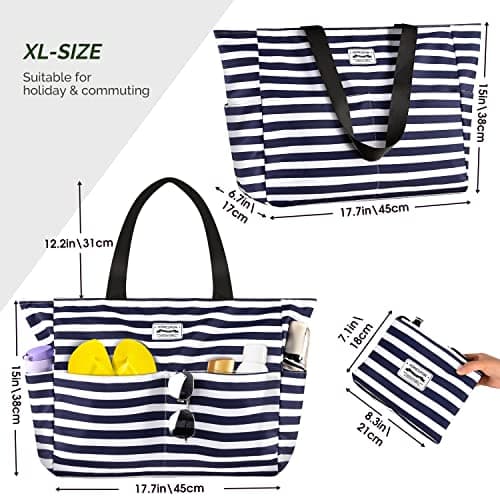 HOMESPON Large Waterproof Beach Bag for Women, Zippered Pool Tote — view 5