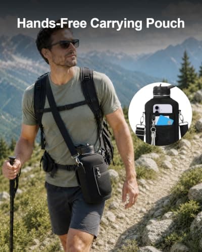 Trebo Insulated Water Bottle 2 L Stainless Steel with Side Handle & Pouch — view 6
