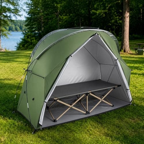 BREEZENEST Transparent Camping Tent, Portable Bubble Shelter with Zipper, Lightweight Outdoor Tent for Camping, Fishing & Cycling (Green) — view 5