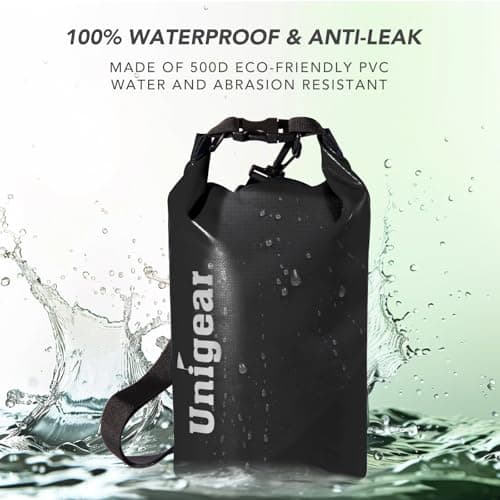 Unigear Dry Bag 5L/10L/20L/30L/40L Dry Bag with Waterproof Phone Case and Adjustable Long Shoulder Strap for Boating Kayaking Fishing Rafting Swimming Camping Snowboarding (Black, 10L) — view 2