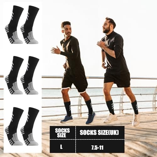 Zuimei 3 Pairs Compression Athletic Crew Socks for Men Women Black — view 2