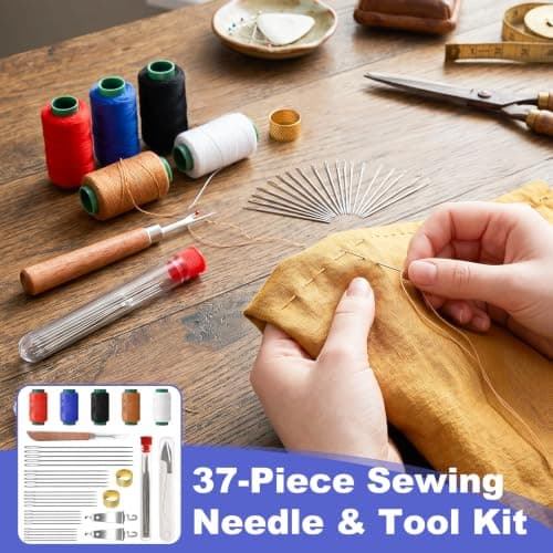 37PCS Stainless Steel Sewing Kit, Needle and Thread Kit for Easy Threading, Big Eye Sewing Needles for Mending Clothes, Home Repairs, DIY Crafts, Embroidery and Beginners Daily Use — view 4