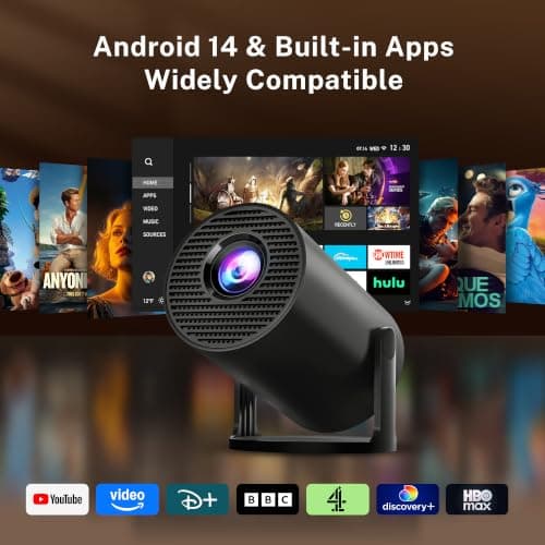 Mini Portable Projector for Bedroom 4K Support App Control Upgraded 300Pro+ — view 2