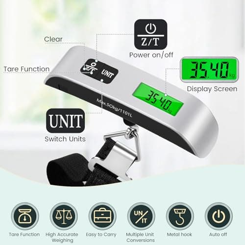 Brencco Electronic Luggage Scales, Portable Scales Max 50 kg/110 Lb — view 3