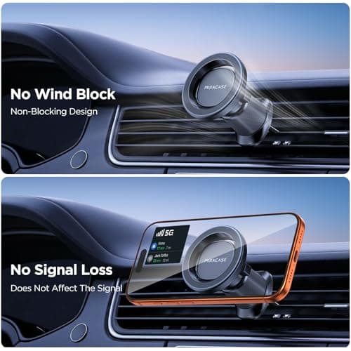 Miracase Magnetic Car Phone Holder for Air Vent, 360° Rotatable Phone Holder for Cars, [Durable Hook Clip & Super-strong Magnetic Attraction] Fit for iPhone 17 Pro Max Air 16 15 14 13 12 — view 5
